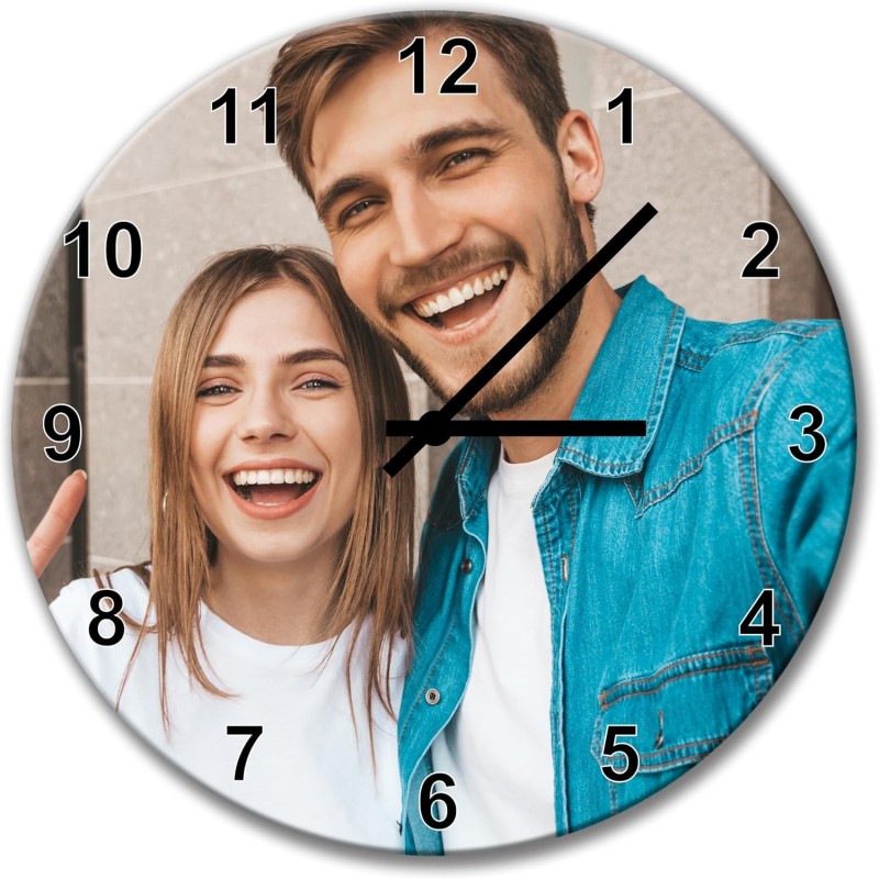 Stileitaliano Orologio da Parete personalizzato in legno moderno Orologi a muro con foto  Idea Regalo casa Rotondo